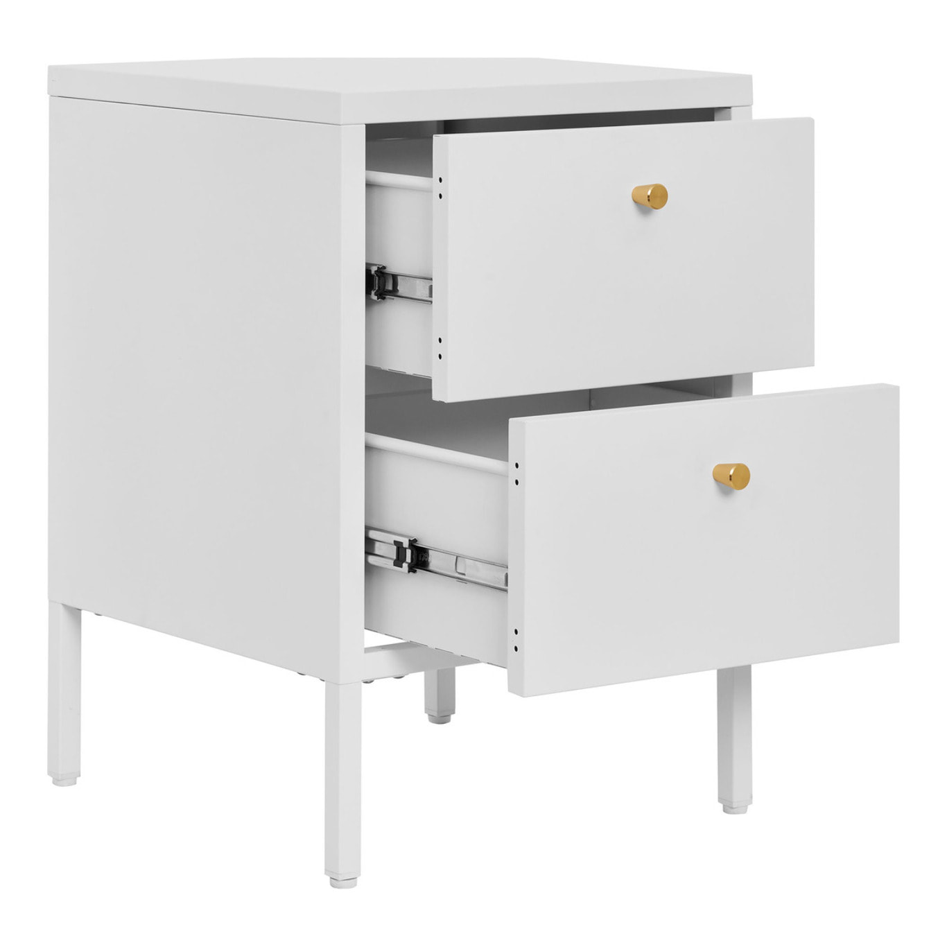 Comodino Dalby a 2 cassetti in acciaio bianco 40×40×60 cm