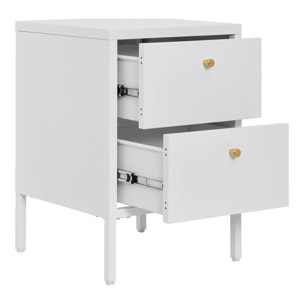 Comodino Dalby a 2 cassetti in acciaio bianco 40×40×60 cm