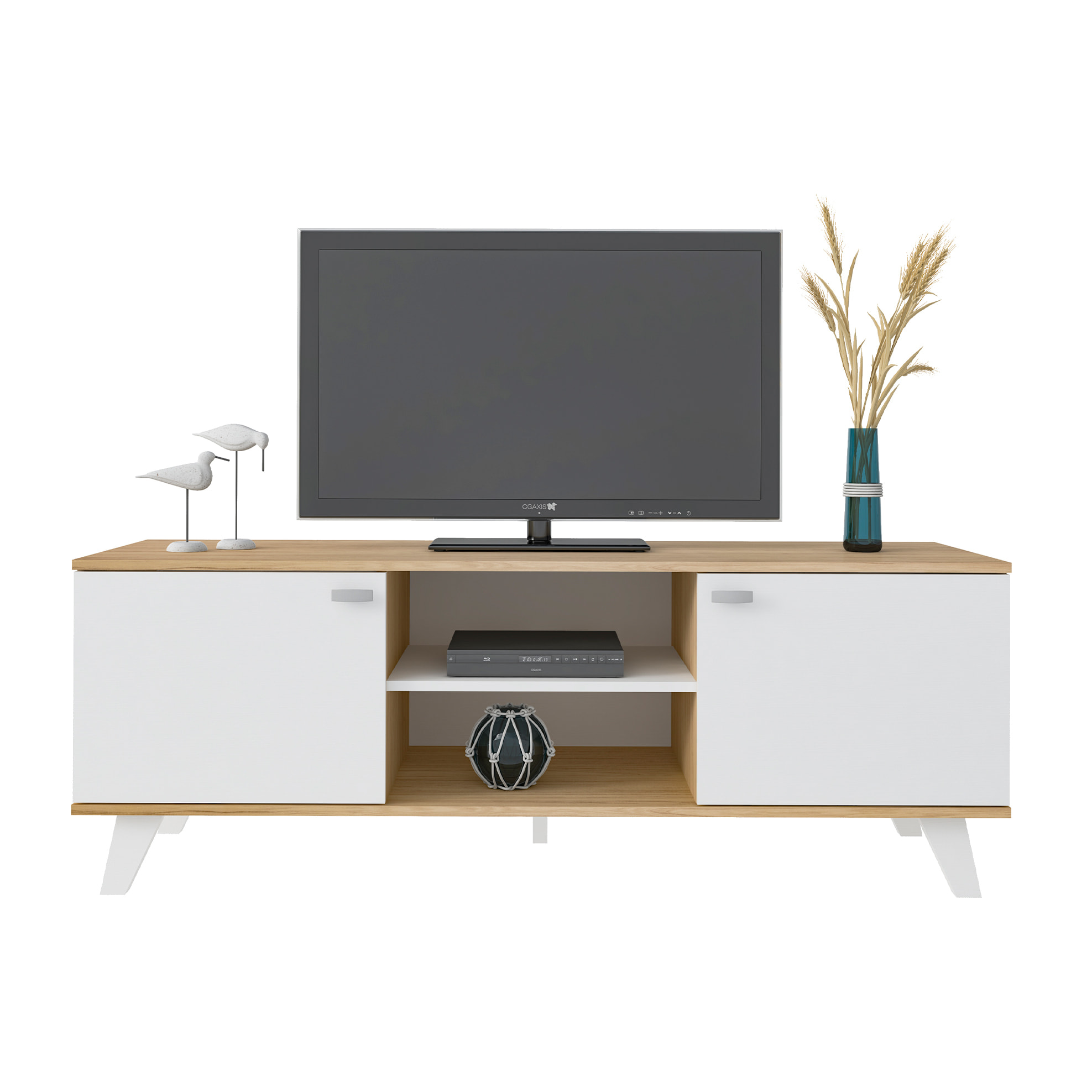 Mueble de TV – Roble claro y blanco