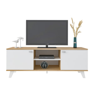 Mueble de TV – Roble claro y blanco