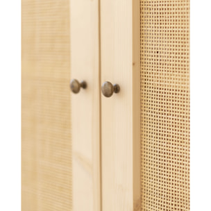 Armoire en bois de sapin et tressage de rotin 180x80cm Hauteur: 180 Longueur: 80 Largeur: 40