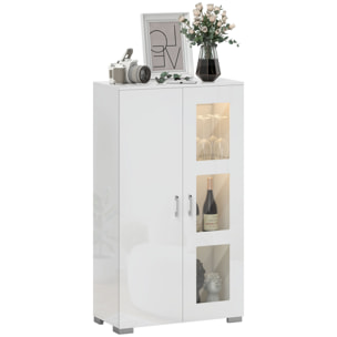 Buffet de cuisine LED 16 couleurs - 2 portes, 3 niveaux - 71x35x126cm, blanc