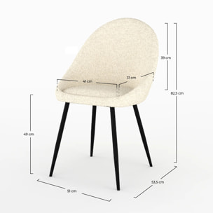Lot de 2 chaises en tissu bouclé blanc cassé - Rona