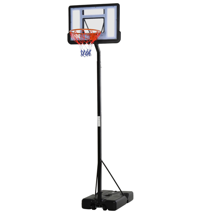 Panier de Basket-Ball sur pied hauteur réglable panier 3,02-3,52 m Noir Blanc