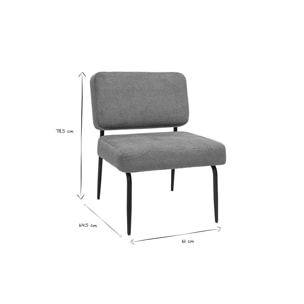 Fauteuil en tissu chenille vert kaki et métal noir VEDANA