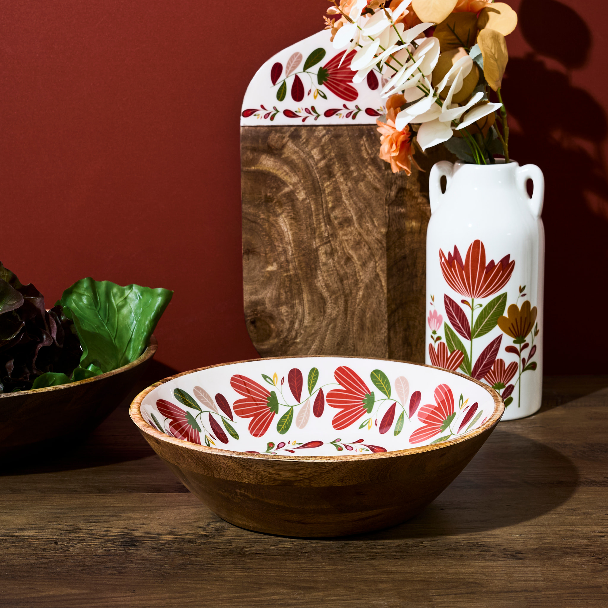 Saladier - HOME DECO FACTORY - Selena - Bois de Manguier - Multicolore - 27,5 cm