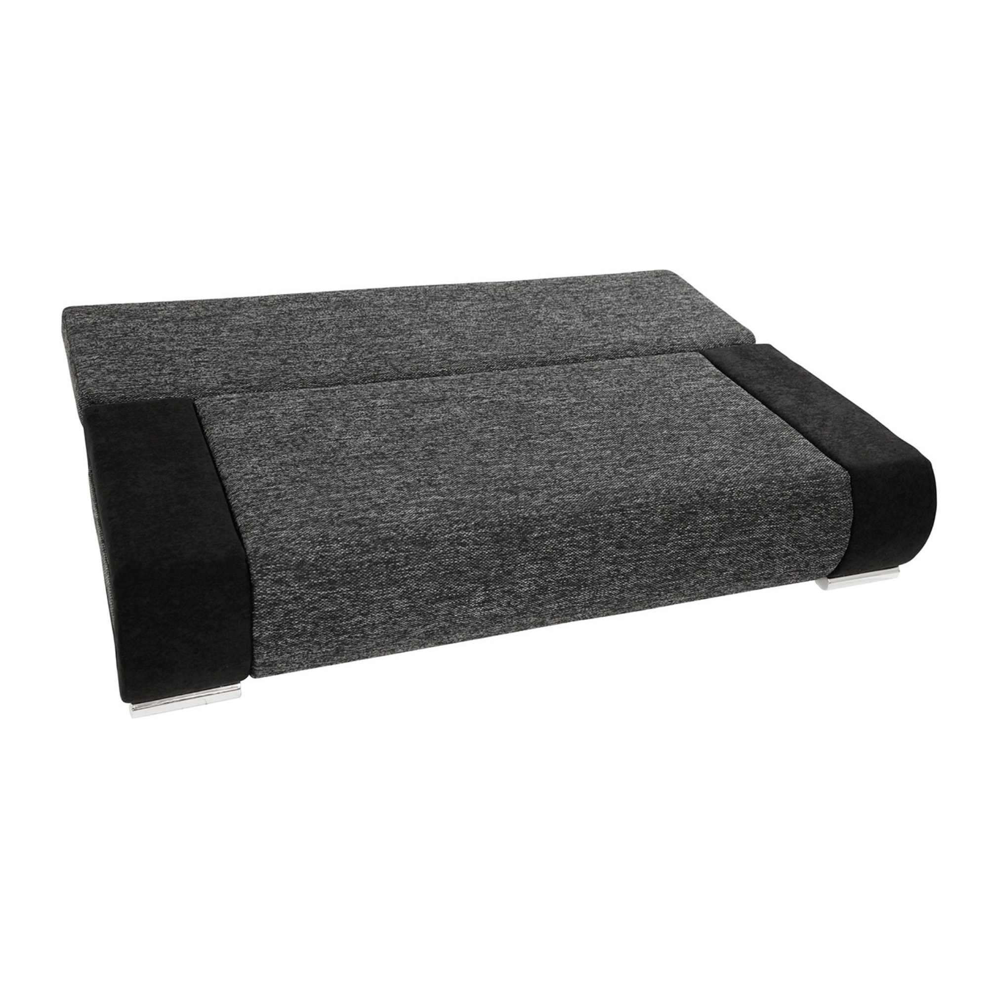 Elio - canapé 3 places convertible - avec coffre - style contemporain - Noir / Gris