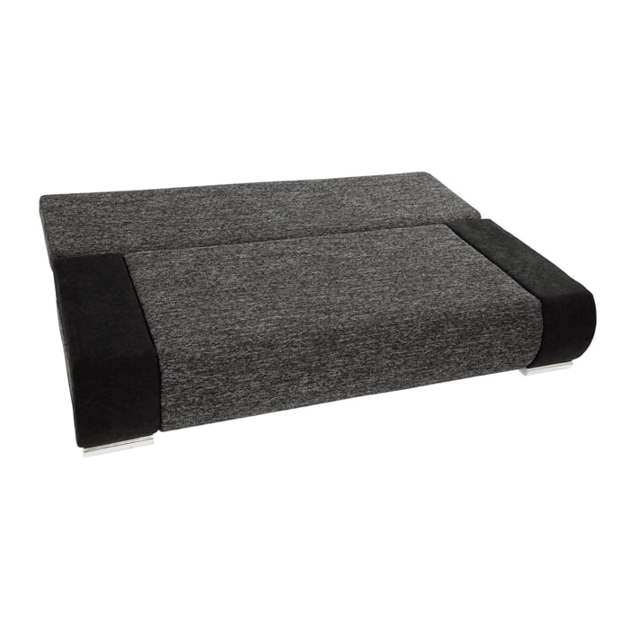 Elio - canapé 3 places convertible - avec coffre - style contemporain - Noir / Gris