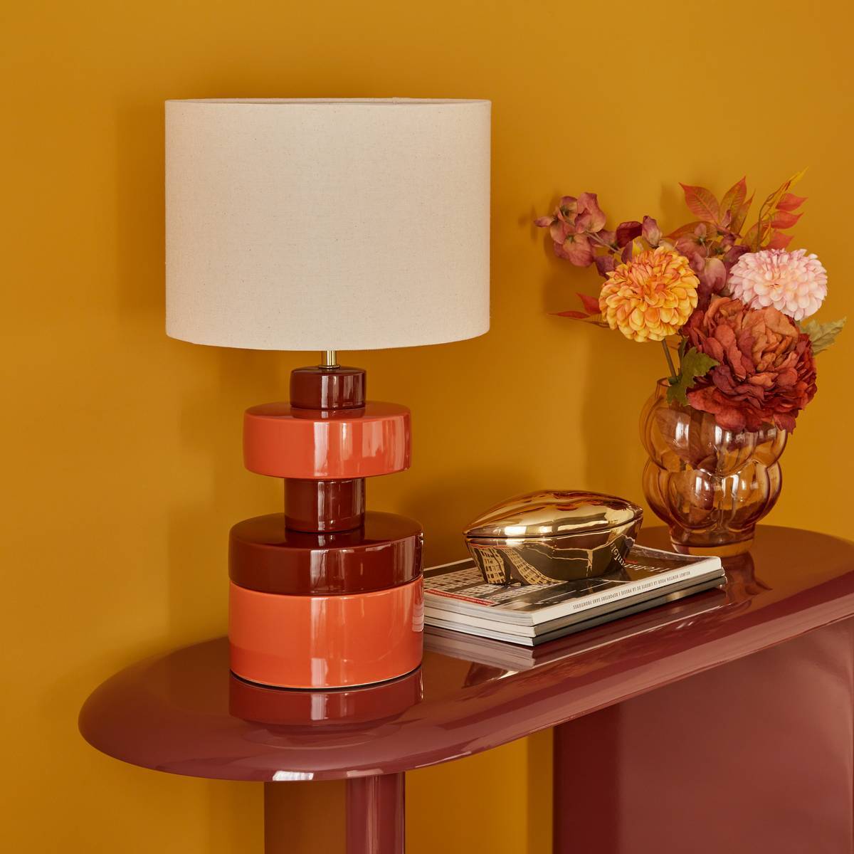 Lampe design Fiva cylindrique H.50cm marron