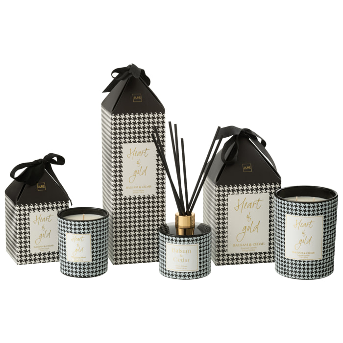 J-Line bâtonnets parfumés Heart Of Gold - Balsam & Cedar - verre - blanc/noir