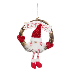 Gnome de Noël couronne pailletée H. 48 cm