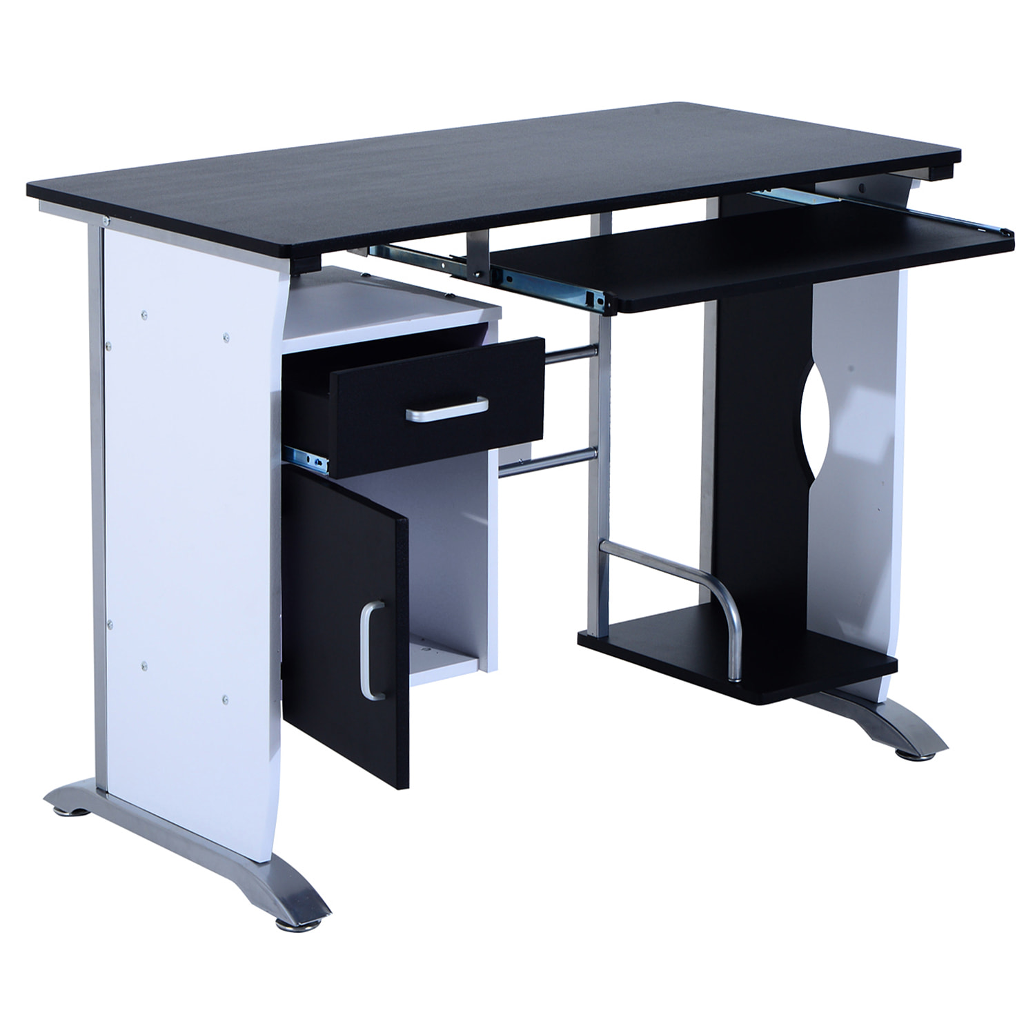 Bureau informatique design en mdf 100 L x 52 I x 75H cm noir et blanc