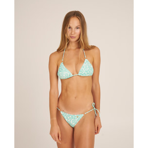 Top de bikini triángulo cortina con estampado de flores