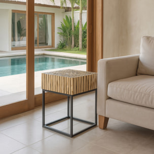 Meuble d'appoint en métal et branche de teck  TAHAA