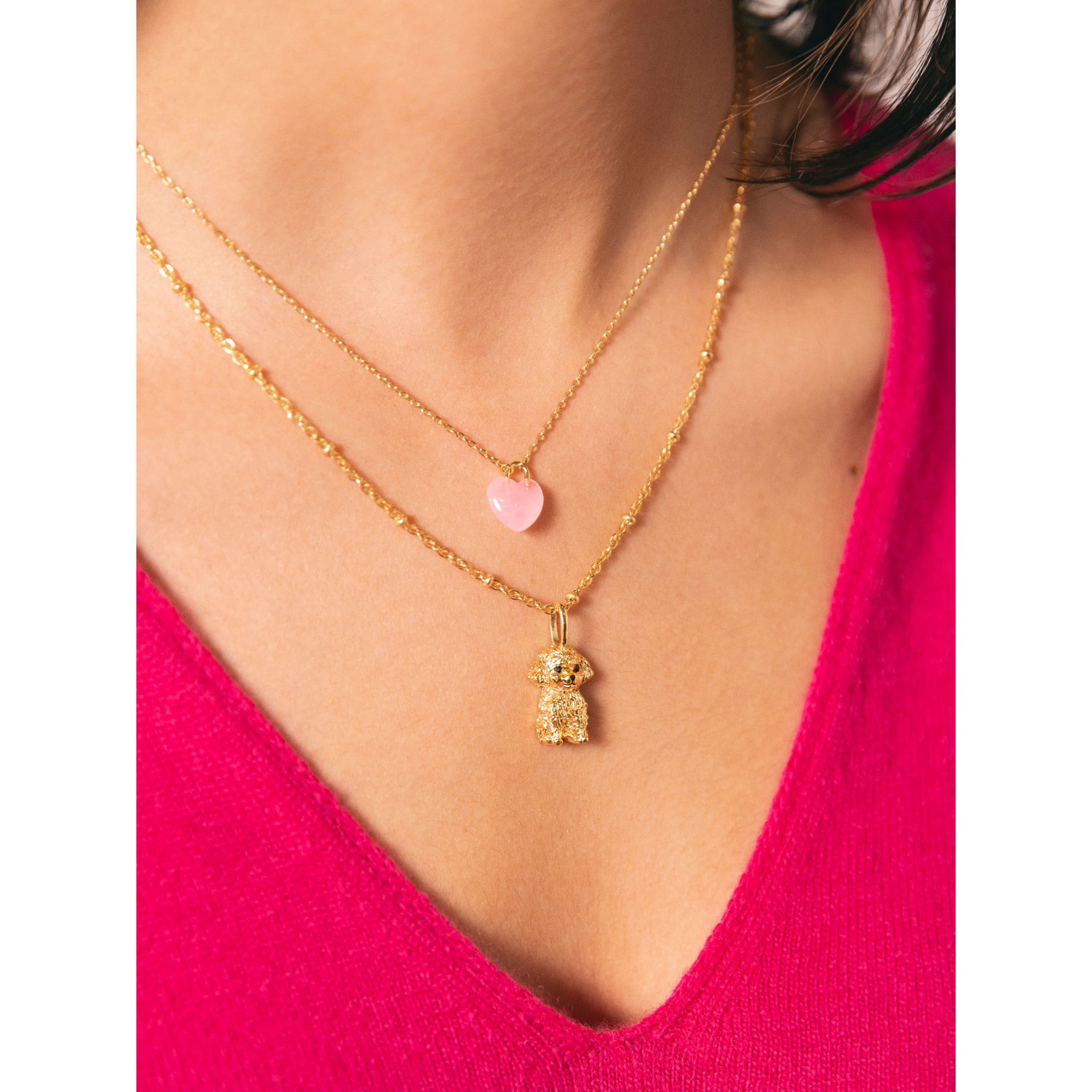 Collana Sweet Heart Pink Stone Placcato Oro