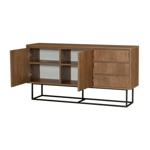 Consolle Kuwait, Tavolo multiuso, Mobiletto d'appoggio, Scrivania da corridoio, 140x36h72 cm, Noce e Nero