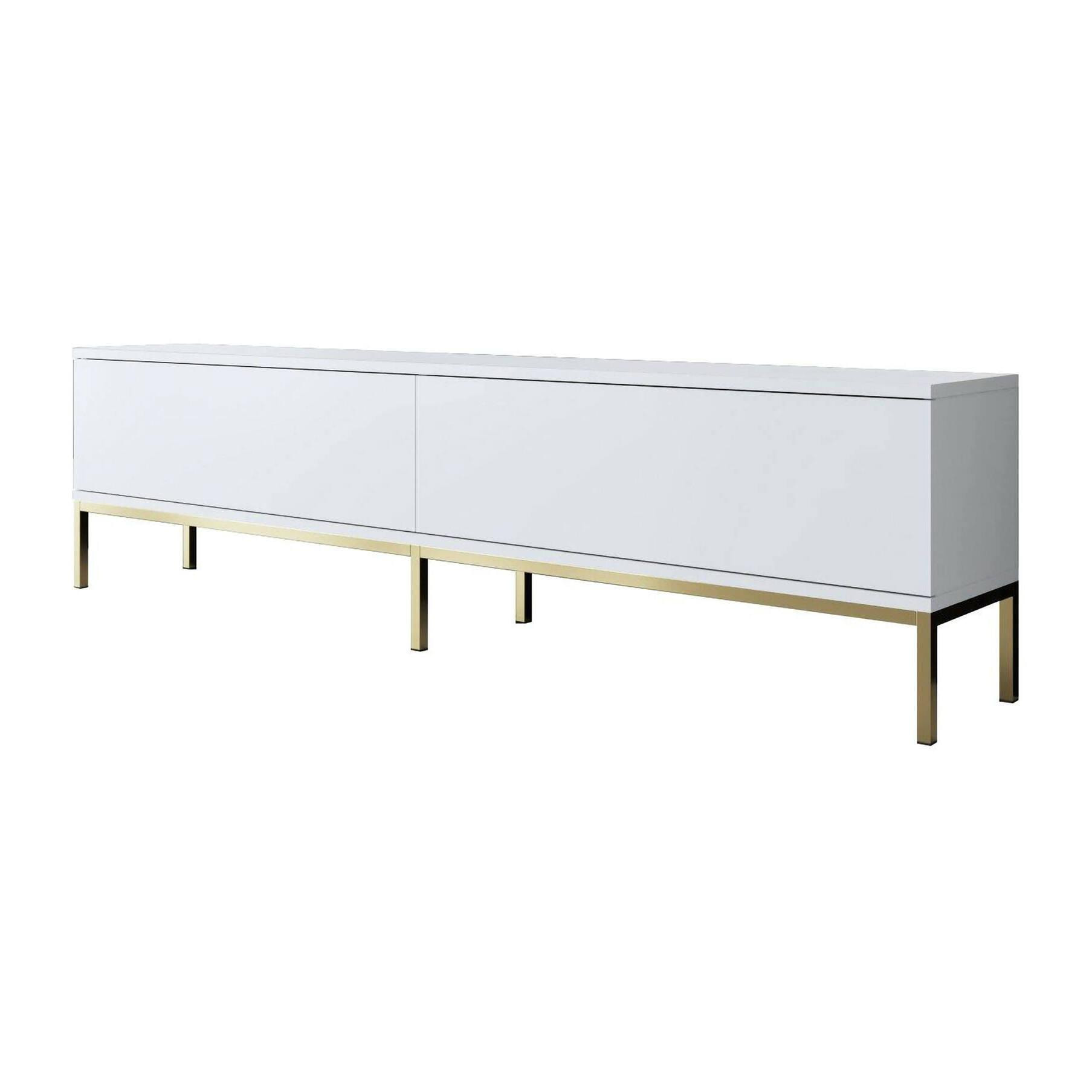 Mobile porta TV Dpetrell, Credenza da soggiorno, Armadio basso per TV, Base parete attrezzata, 180x30h47 cm, Bianco e Oro