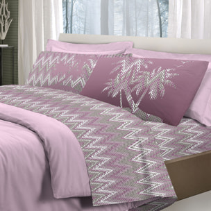 Completo letto palme rosa