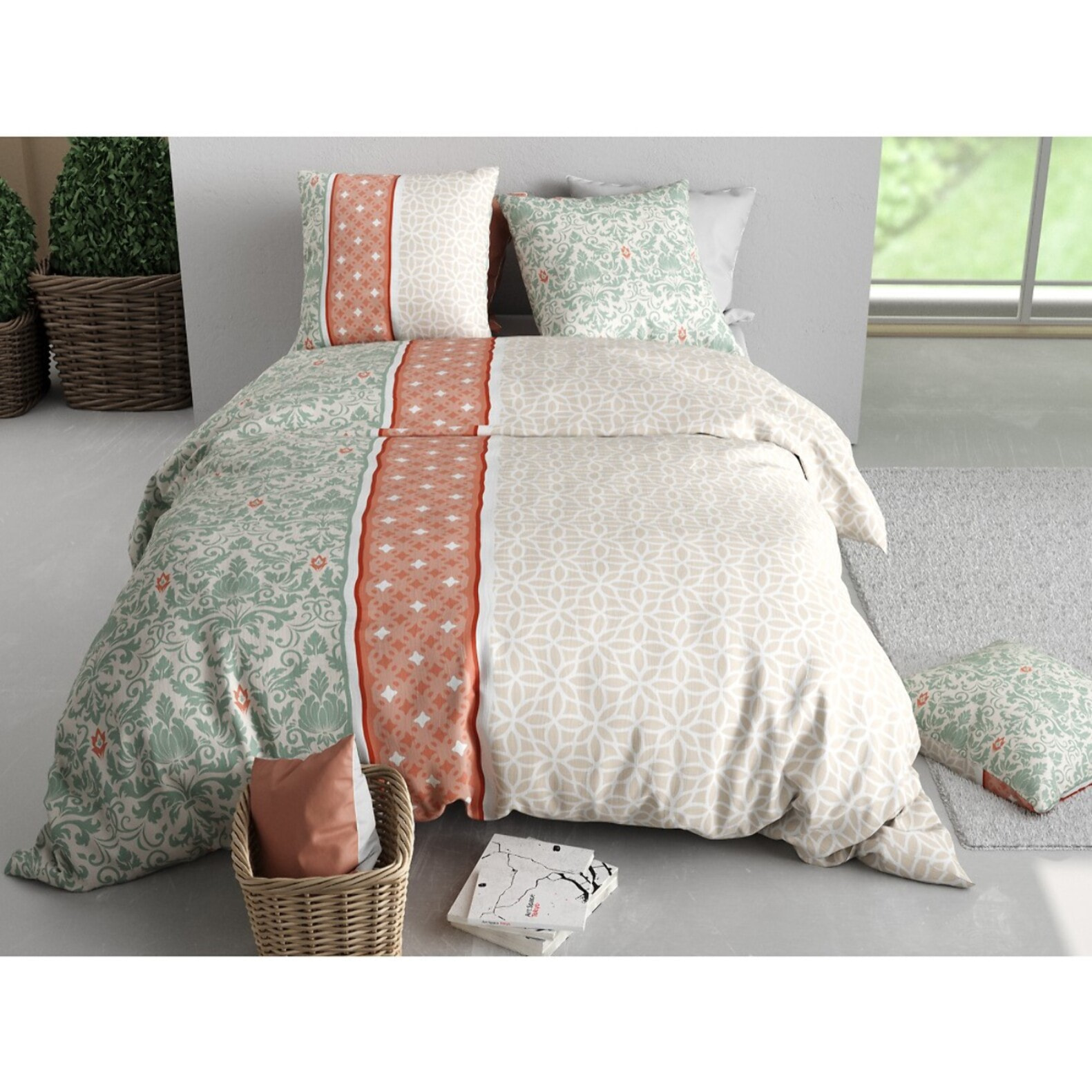 Parure housse de couette coton multicolore