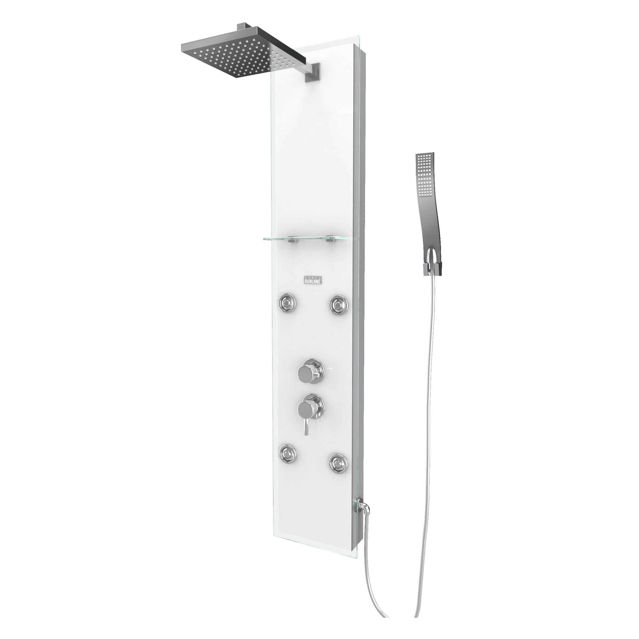 Colonnne de douche a hydromassage - 22x125cm - en verre trempe + buses hydromassantes- EPSILON WHITE