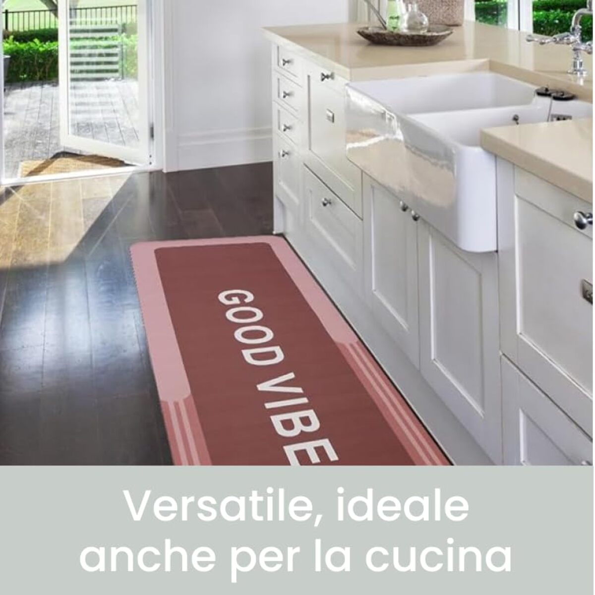 Tappeto Bagno, Tappeto Doccia Antiscivolo, Assorbente, Lavabile, 50x80 cm, Tappetino Magico per Bagno e Cucina. Modello: Good Vibes