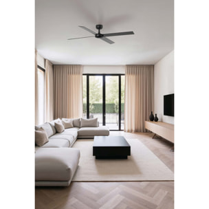 RUDDER L 4 Ventilateur de plafond noir/noyer