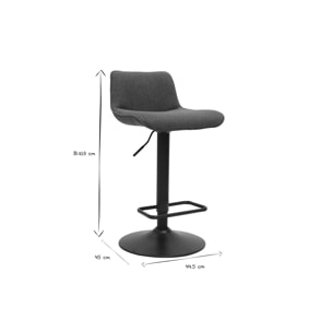 Tabourets de bar réglables pivotants 360° en tissu vert kaki et métal noir (lot de 2) BOOST