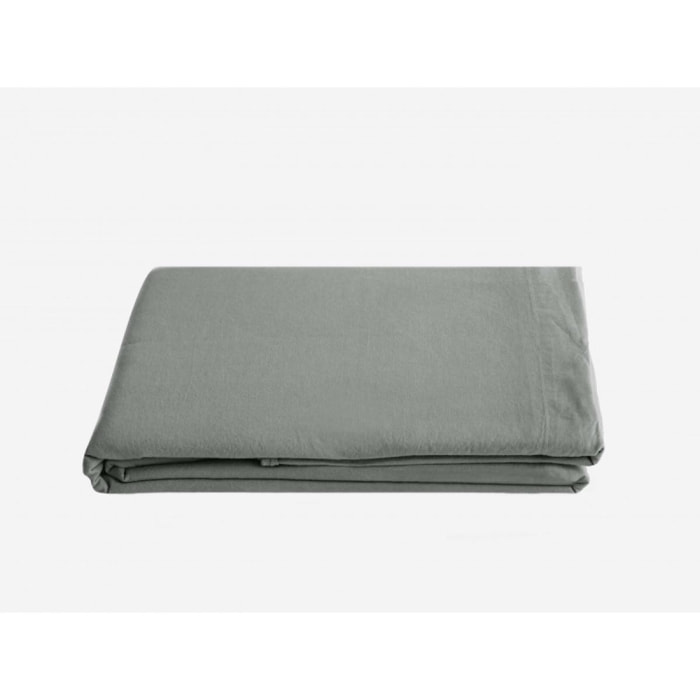 Drap plat Palace pur coton teint lavé, 63 fils/cm² Vent du sud - Palace Acier