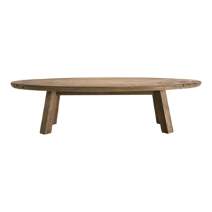 SANDY - Table basse ovale marron bois Pin recyclé