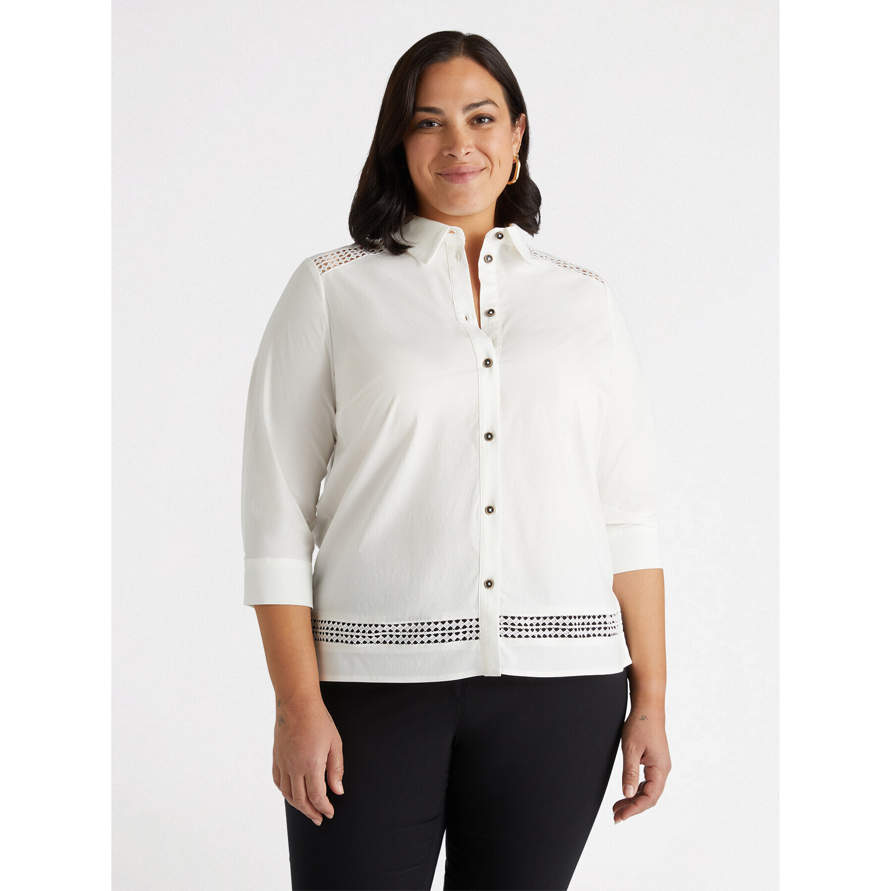 Fiorella Rubino - Camicia con bordi a-jour - Bianco