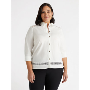 Fiorella Rubino - Camicia con bordi a-jour - Bianco