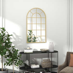 Miroir mural aspect verrière style classique chic - 65L x 110H cm - métal doré verre 3 mm