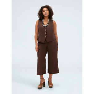 Fiorella Rubino - Pantaloni in misto lino e viscosa - Marrone
