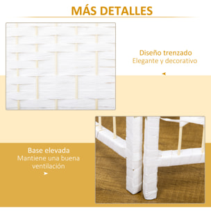 Biombo Separador de Ambientes de 4 Paneles 160x170 cm Divisor de Habitación Plegable de Cuerda de Papel y Marco de Madera Decoración para Dormitorio Salón Blanco