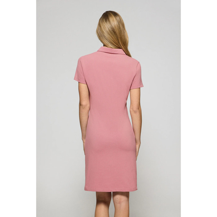 Vestido polero rosa empolvado con logo Rigby Go