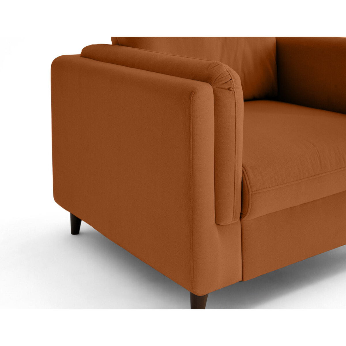 Brooke - fauteuil en velours pieds en bois - Rouille