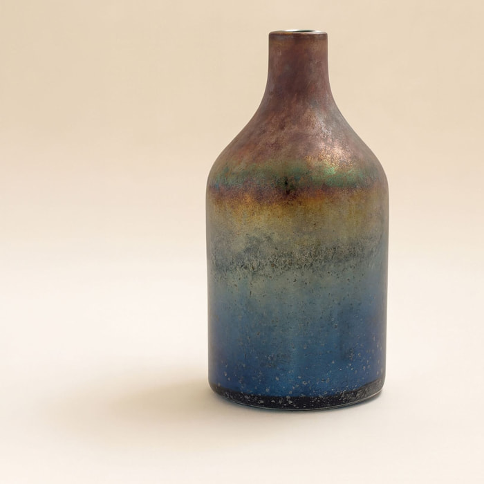 Vase bleu et rose en verre h24cm SUNSET