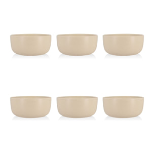 Lot de 6 assiettes creuses beige en grès 15cm ARITA