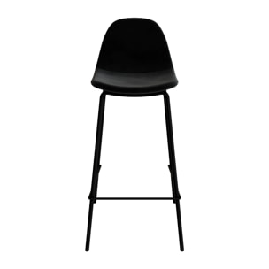 Lot de 2 chaises pour îlot central 65 cm en velours noir - Henrik