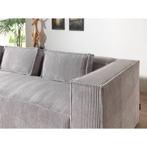 Stella - canapé d'angle gauche en velours côtelé - 4 places - Gris clair