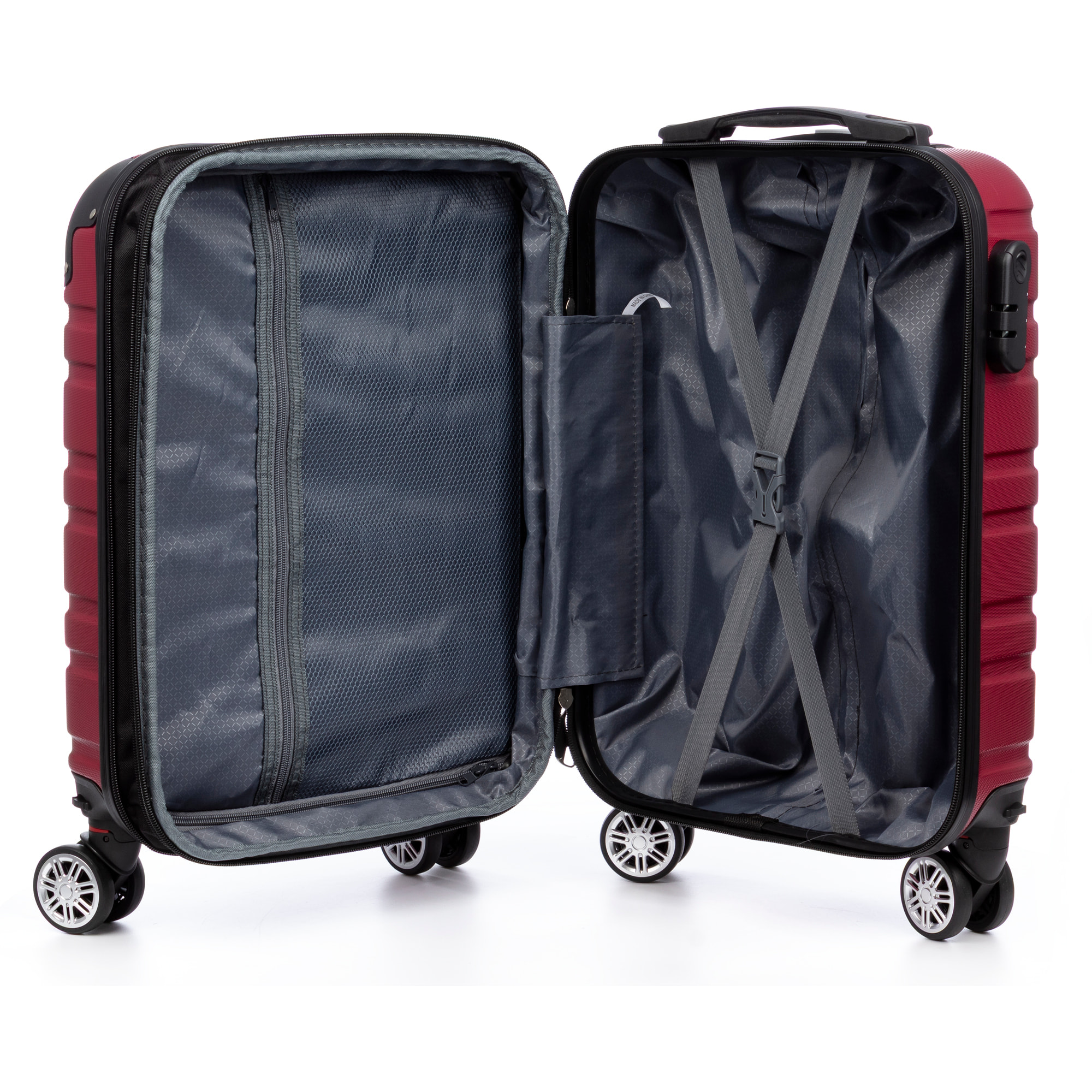 Juego de 2 maletas Trolley extensibles, en material ligero ABS de alta resistencia con esquinas reforzadas. Cerradura numérica, 4 ruedas dobles giratorias 360° y extraíbles.