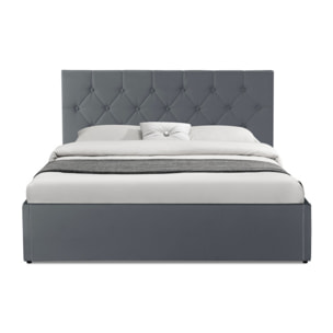 Lit coffre Hannah PVC avec sommier - Gris