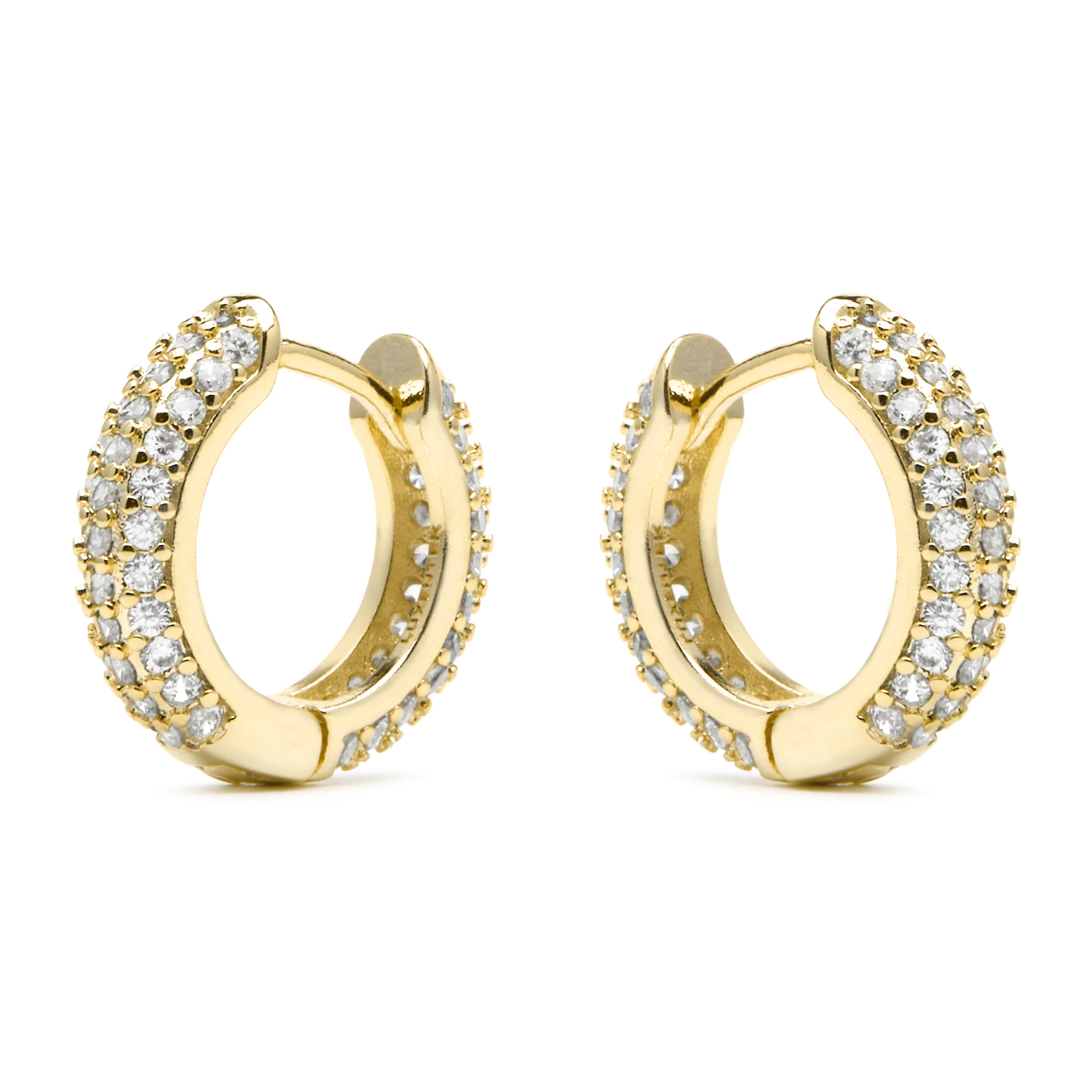 Pendientes de 9mm de diámetro acabado oro amarillo de 18k y Circonita Brillante