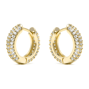Pendientes de 9mm de diámetro acabado oro amarillo de 18k y Circonita Brillante