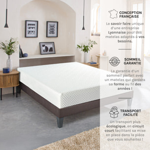 Ensemble Matelas Absolu & Sommier KIT15, 21 cm, Mémoire de Forme et technologie Tri-Lattes, Soutien Ferme, Fabrication Française
