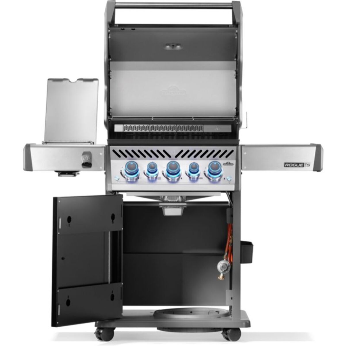 Barbecue gaz NAPOLEON Rogue RPS425RSIBPK2FRR noir 5 bruleurs sur chariot,  60x45 cm bruleurs latéral et arrière infrarouge