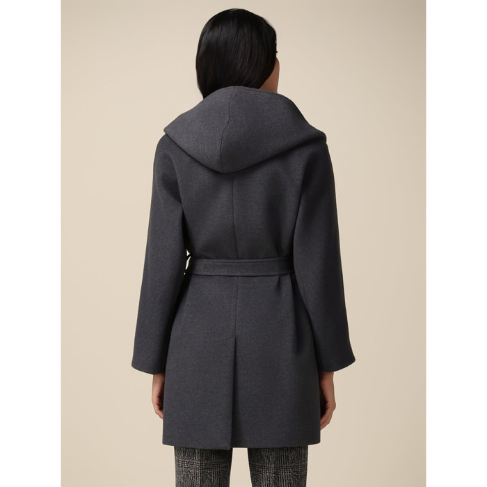 Oltre - Cappotto cappa con cintura - Grigio