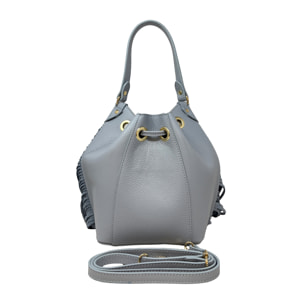 Borsa a Mano Secchiello da Donna in Pelle Dollaro con Frange