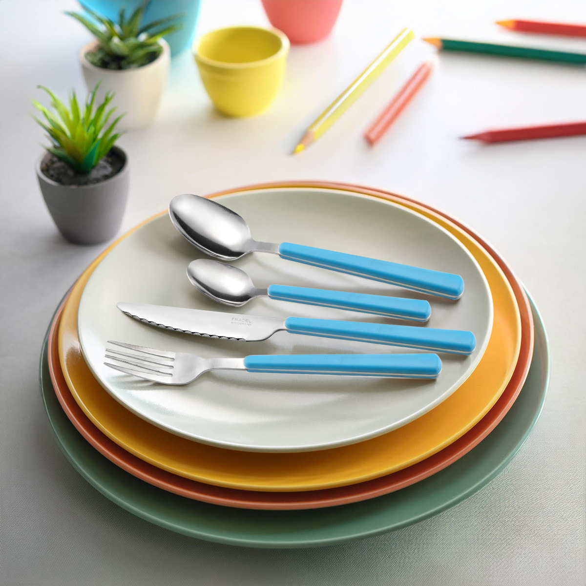 Tonus Bleu Turquoise - Ménagère 48 pièces