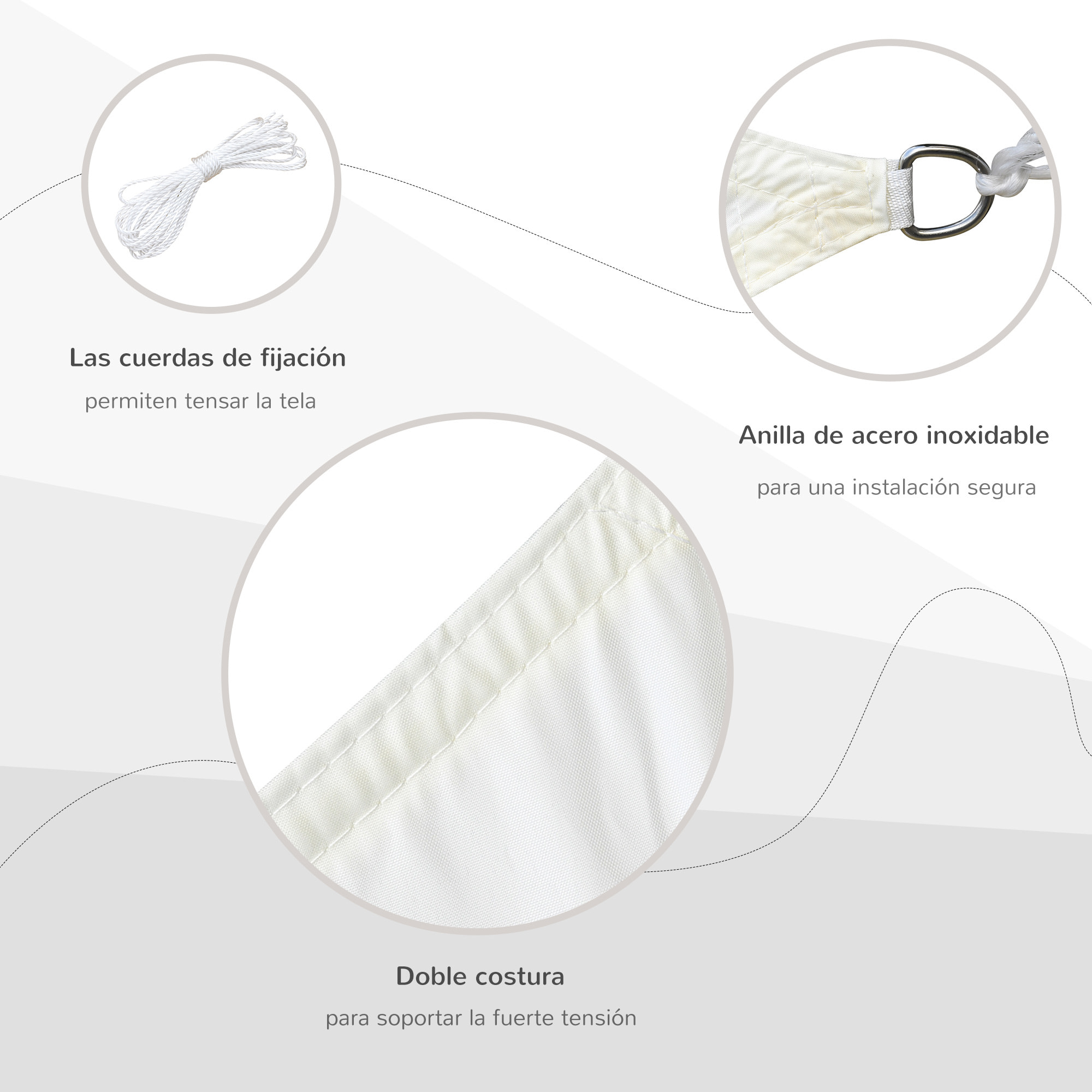 Toldo Vela Rectángulo Protección UV de Poliéster 3x3m Crema